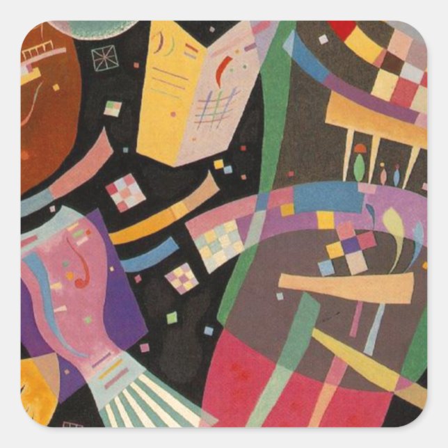 Pegatina Cuadrada Kandinsky Composition 10 Resumen de pintura (Anverso)