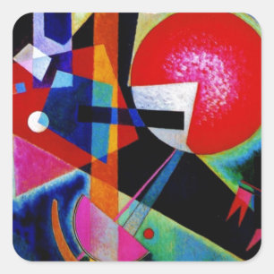 Pegatina Cuadrada Kandinsky con pintura abstracta azul