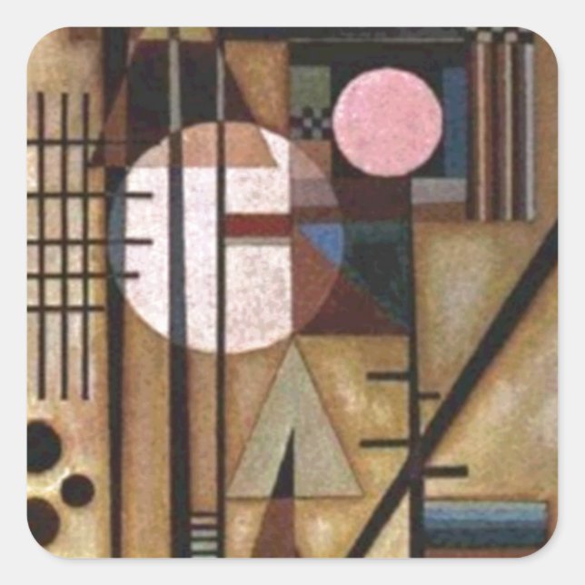 Pegatina Cuadrada Kandinsky Construcción Suavizada (Anverso)