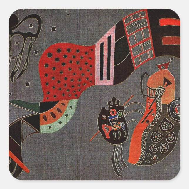 Pegatina Cuadrada Kandinsky - Elan templado, (Anverso)