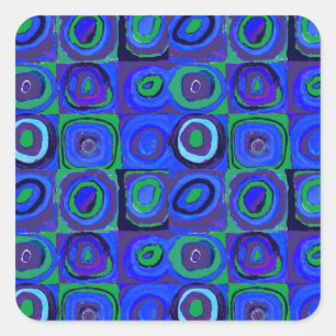 Pegatina Cuadrada Kandinsky Farbstudie Quadrate Blue Squares