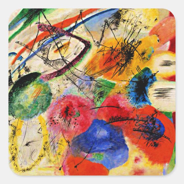 Pegatina Cuadrada Kandinsky - Líneas negras (Anverso)