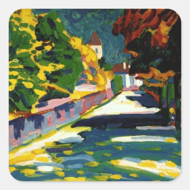 Pegatina Cuadrada Kandinsky - Otoño en Baviera (Anverso)