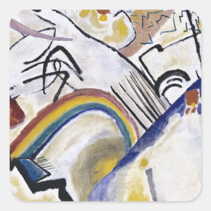 Pegatina Cuadrada Kandinsky Pintura abstracta de objetos artísticos