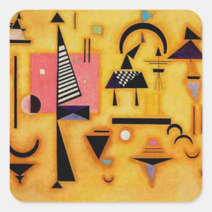 Pegatina Cuadrada Kandinsky Resumen Formas Geométricas Rosa Decisiva