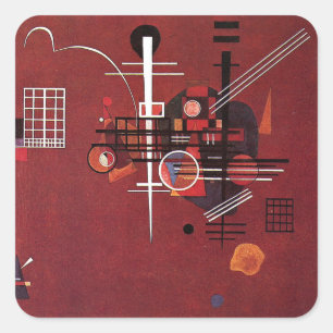 Pegatina Cuadrada Kandinsky - Rojo aburrido
