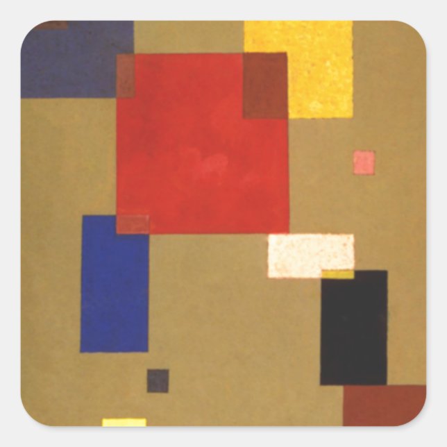 Pegatina Cuadrada Kandinsky Trece Rectángulos Resumen Pintura (Anverso)