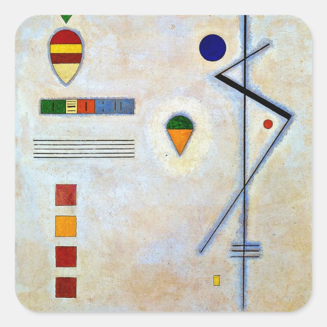 Pegatina Cuadrada Kandinsky - Von-Zu, arte abstracto famoso (Anverso)