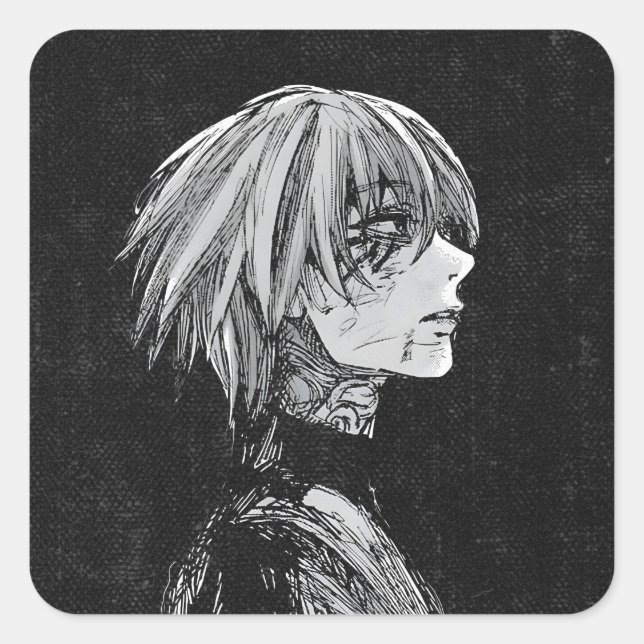 Pegatina Cuadrada Kaneki Ken Tokyo Ghoul Dark Anime Tshirt (Anverso)