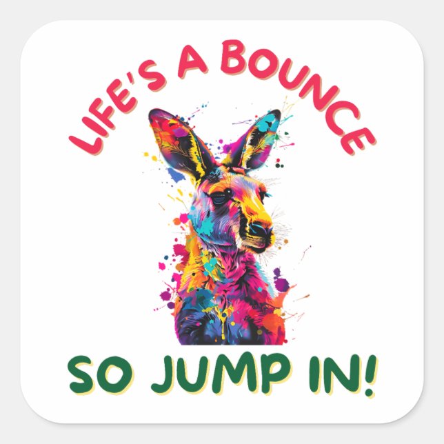 Pegatina Cuadrada Kangaroo (Anverso)