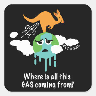 Pegatina Cuadrada Kangaroo Methane Fart