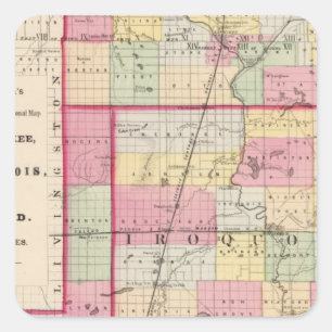 Pegatina Cuadrada Kankakee, Iroquois, condados de Ford