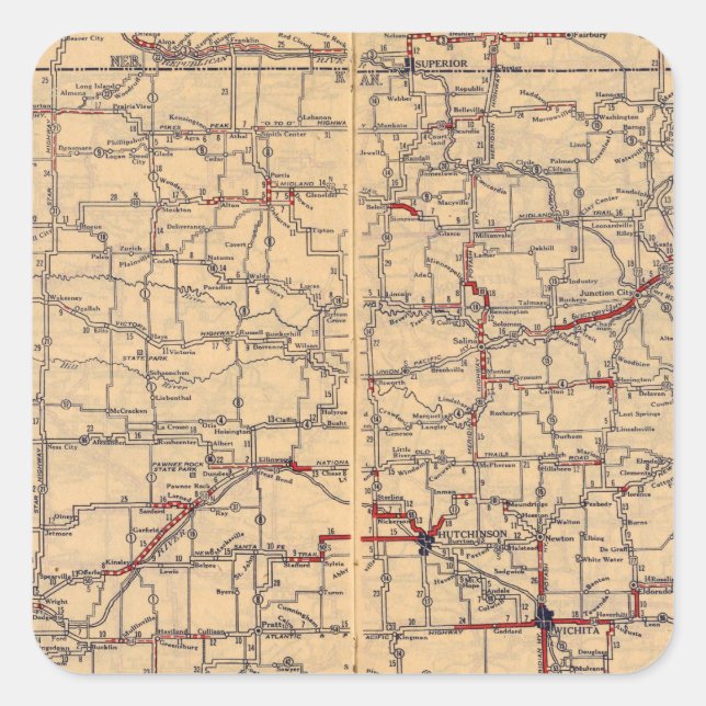 Pegatina Cuadrada Kansas (Anverso)
