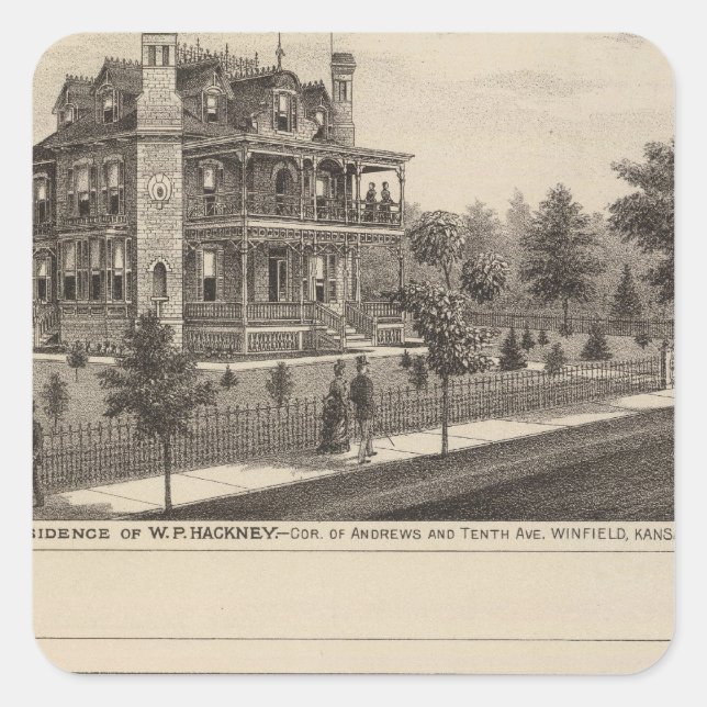 Pegatina Cuadrada Kansas (Anverso)