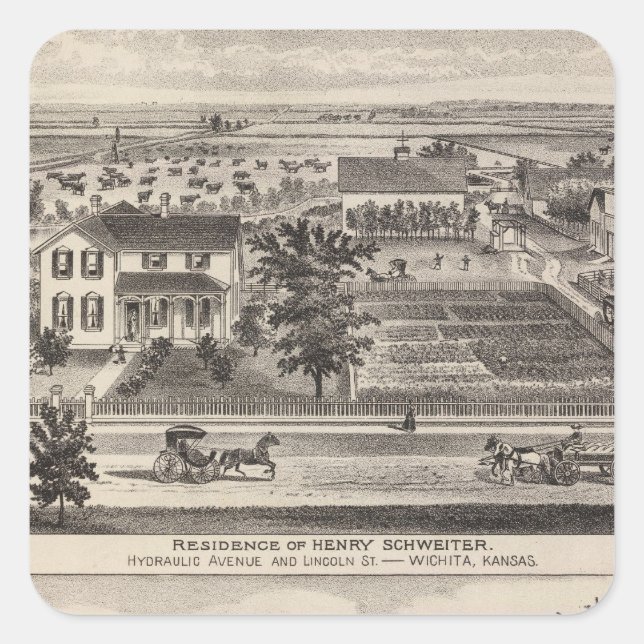 Pegatina Cuadrada Kansas 7 (Anverso)