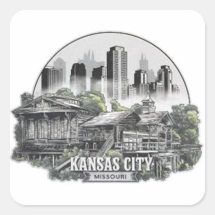 Pegatina Cuadrada Kansas City Missouri USA