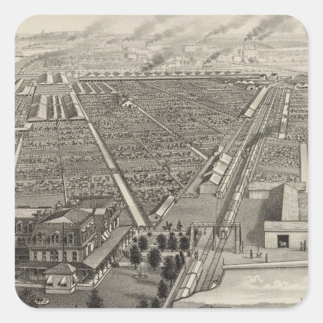 Pegatina Cuadrada Kansas City Stock Yards, Kansas City, Kansas (Anverso)