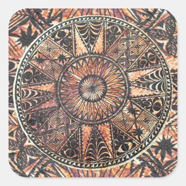 Pegatina Cuadrada Kapa Primitive Hawai Tattoo Tapa (Anverso)