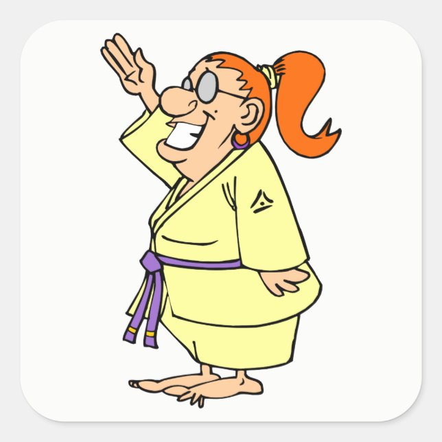 Pegatina Cuadrada Karate (Anverso)