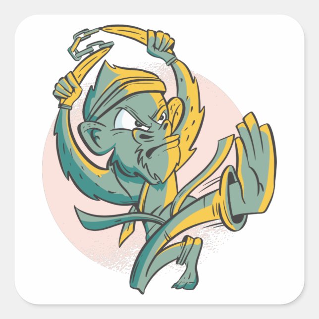 Pegatina Cuadrada Karate Monkey (Anverso)