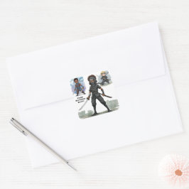 Pegatina Cuadrada Karate Ninja Boy Bash de cumpleaños