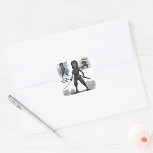 Pegatina Cuadrada Karate Ninja Boy Bash de cumpleaños