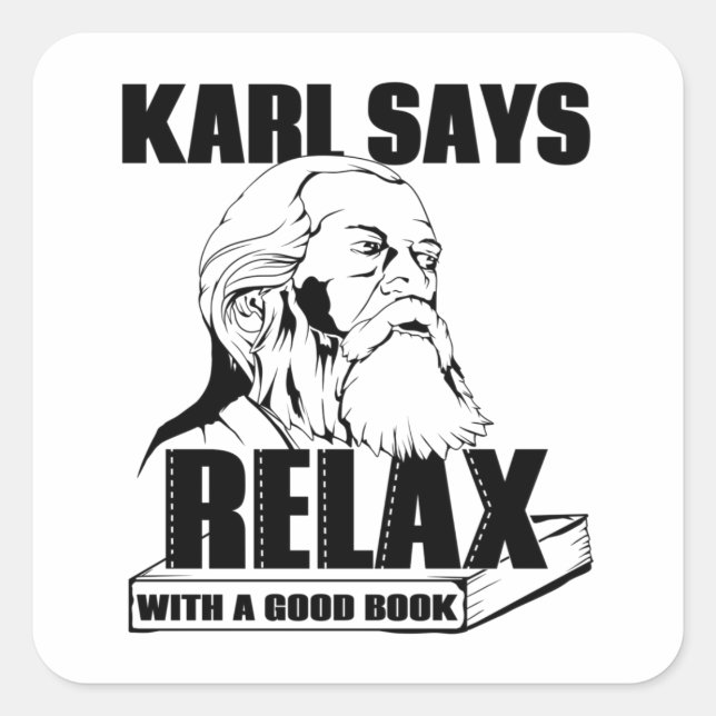 Pegatina Cuadrada Karl Marx (Anverso)