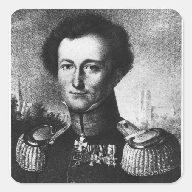 Pegatina Cuadrada Karl von Clausewitz (Anverso)