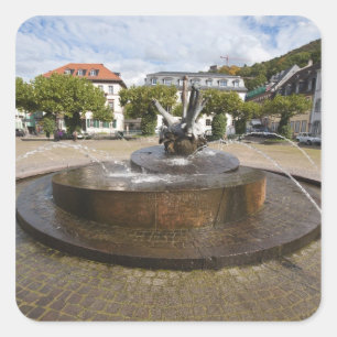 Pegatina Cuadrada Karlsplatz (Plaza de Carlos), casco antiguo de Hei