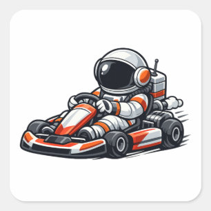 Pegatina Cuadrada Kart de Astronauta