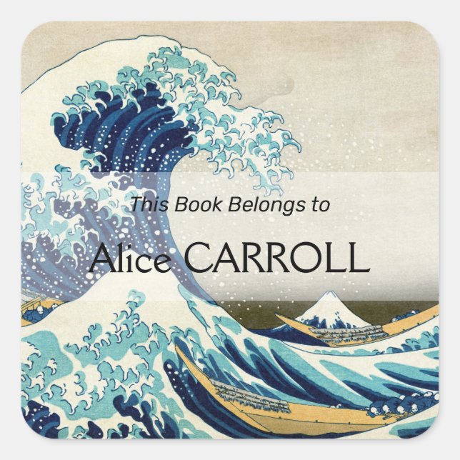 Pegatina Cuadrada Katsushika Hokusai - La gran ola de Kanagawa (Anverso)