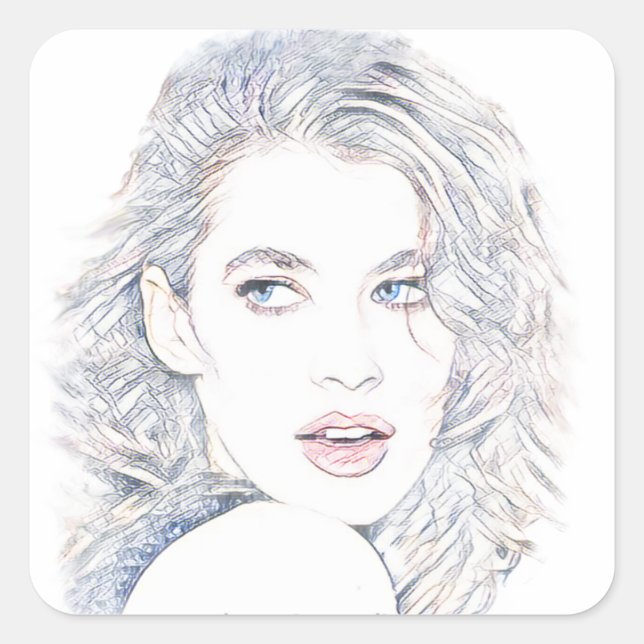 Pegatina Cuadrada Katy (Anverso)