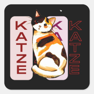 Pegatina Cuadrada Katze, regalo elegante y simple de mamá gata