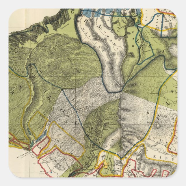 Pegatina Cuadrada Kauai, Hawaii (Anverso)