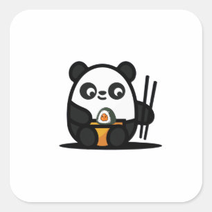 Pegatina Cuadrada Kawaii Funny Panda