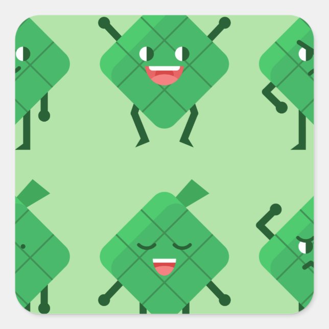 Pegatina Cuadrada kawaii Ketupat (Anverso)