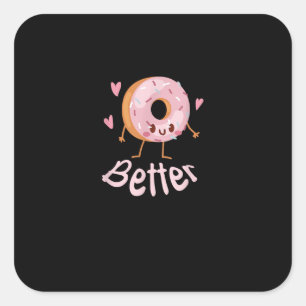 Pegatina Cuadrada Kawaii Pareja De Café Y Donas