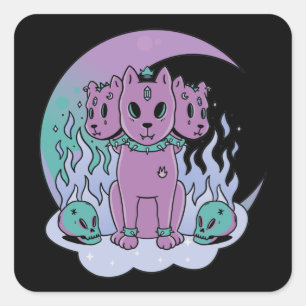 Pegatina Cuadrada Kawaii Pastel Colores Gótica Cuesta Gótico Perros