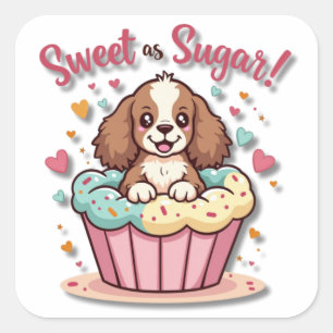 Pegatina Cuadrada Kawaii Pastel de tarta: ¡dulce como azúcar!