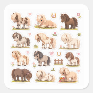 Pegatina Cuadrada kawaii pony stickers sheet