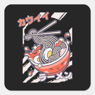 Pegatina Cuadrada Kawaii Ramen nodels