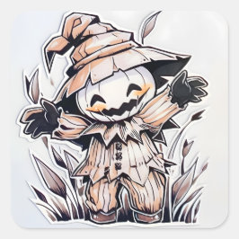 Pegatina Cuadrada Kawaii Scarecrow 01
