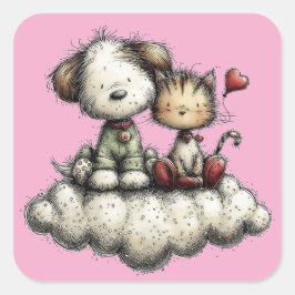 Pegatina Cuadrada Kawaii Valentine Character 3 Inch Sticker – Cute L