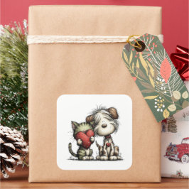 Pegatina Cuadrada Kawaii Valentine Character 3 Inch Sticker – Cute L