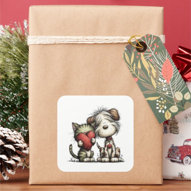 Pegatina Cuadrada Kawaii Valentine Character 3 Inch Sticker – Cute L (Vacaciones)