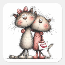 Pegatina Cuadrada Kawaii Valentine Character 3 Inch Sticker – Cute L