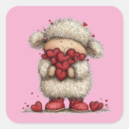 Pegatina Cuadrada Kawaii Valentine Character 3 Inch Sticker – Cute L