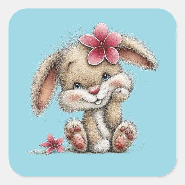 Pegatina Cuadrada Kawaii Valentine Character 3 Inch Sticker – Cute L (Anverso)