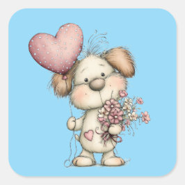 Pegatina Cuadrada Kawaii Valentine Character 3 Inch Sticker – Cute L