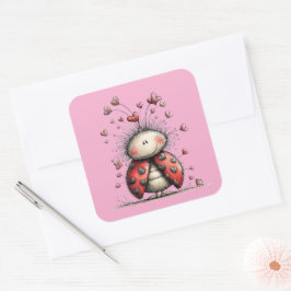 Pegatina Cuadrada Kawaii Valentine Character 3 Inch Sticker – Cute L
